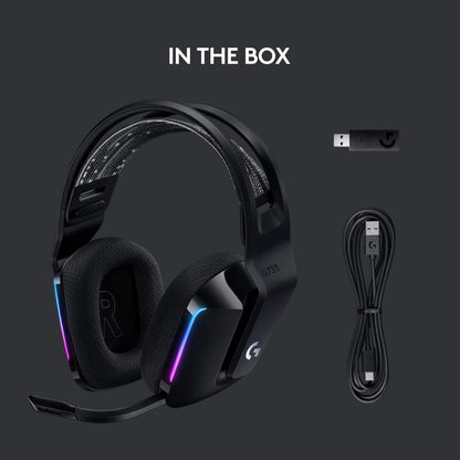 Logitech G733 Lightspeed Kabelloses Gaming-Headset mit Federbügel, LIGHTSYNC RGB, Blue VO!CE Mikrofontechnologie und PRO-G Audiotreibern - Schwarz (Generalüberholt) 
