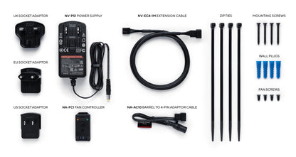 Noctua NV-FS1, Schreibtisch-, Raum- und Mehrzwecklüfter-Set mit preisgekröntem NF-A12x25 120-mm-Lüfter, Luftstromverstärker und schwenkbarer Stahlhalterung (Schwarz)