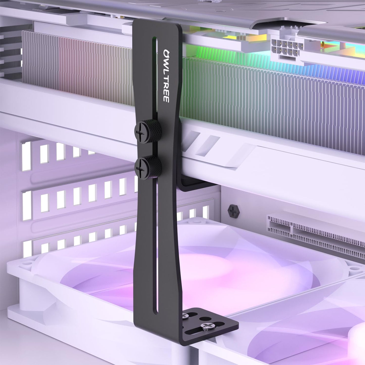 OwlTree GPU-Stützhalterung, Grafikkartenständer, Halterung zur Stabilisierung der GPU-Lüfter, geeignet für 12 cm und 14 cm Lüfter (0,24 bis 4,92 Zoll)