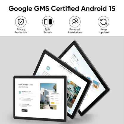 Tablet 10 Zoll Android 15, 3 GB RAM, 64 GB ROM (erweiterbar auf 1 TB), Quad-Core-Prozessor, 1280 x 800 LCD-Touchscreen, WiFi 5, Dual-Kamera, Bluetooth 5.0, 6000 mAh Akku (Schwarz)