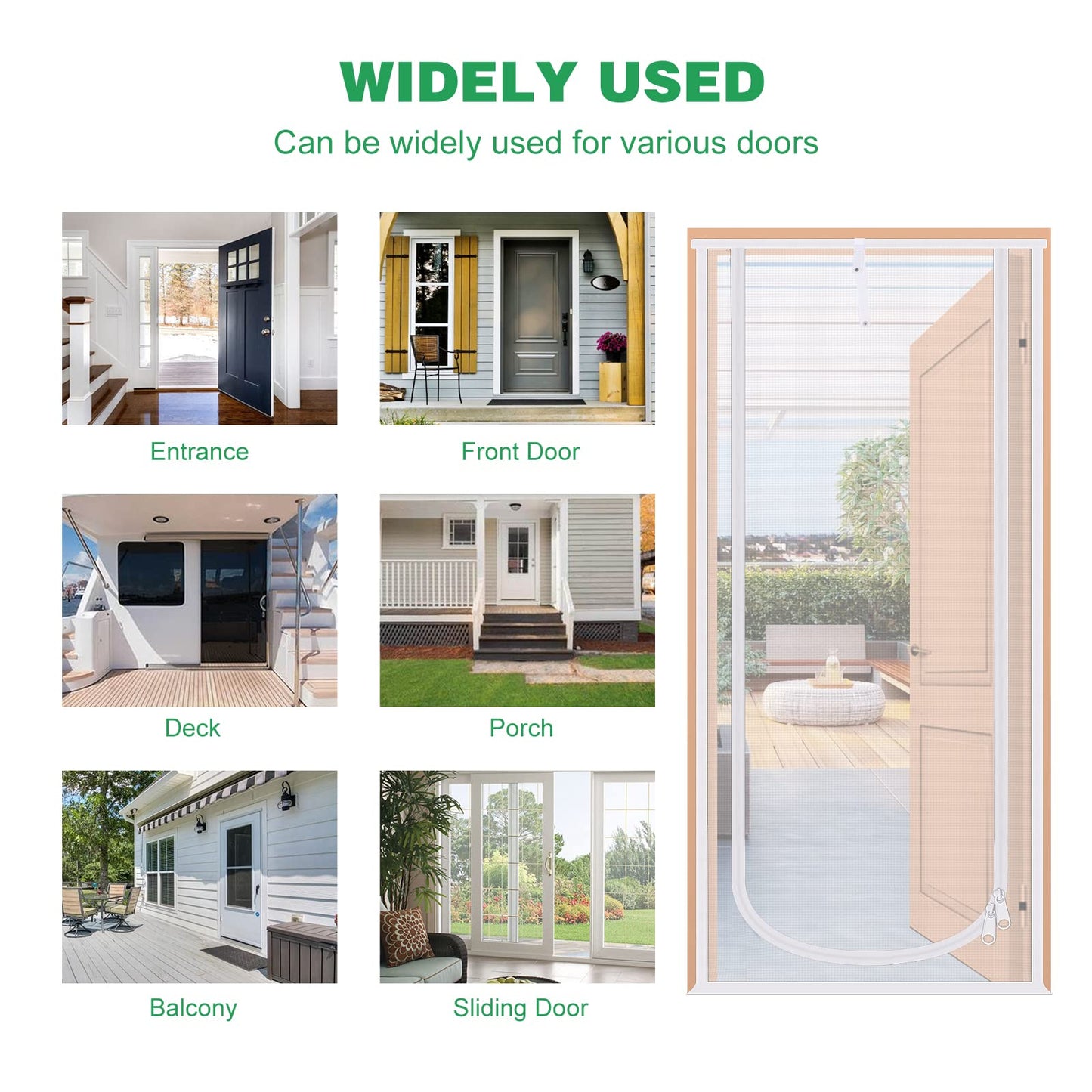 Verstärkte Katzenschutztür, 35,5 x 82 Zoll (ca. 90 x 208 cm), robuste, haustiersichere Tür mit beidseitigem Reißverschluss, verhindert, dass Hunde und Katzen aus dem Haus, Schlafzimmer, Wohnzimmer, Küche oder von der Terrasse entkommen. 