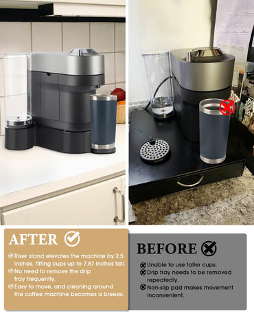 Riser Stand for Nespresso Vertuo Pop+, 3D Printed Coffee Machine Elevation Stand, Compatible with Standard and Deluxe Models, Accommodates Cups with Height Up to 7.48" or Shorter, Fits for YETI Rambler 20 oz Tumbler and Contigo Huron 16 oz Travel Mug