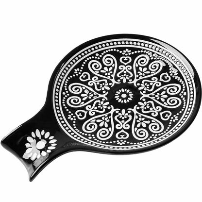 Löffelablage aus Keramik, Kochlöffelhalter für Küchenarbeitsplatte/Herd/Esstisch, modernes Landhausdekor, groß (blau) 