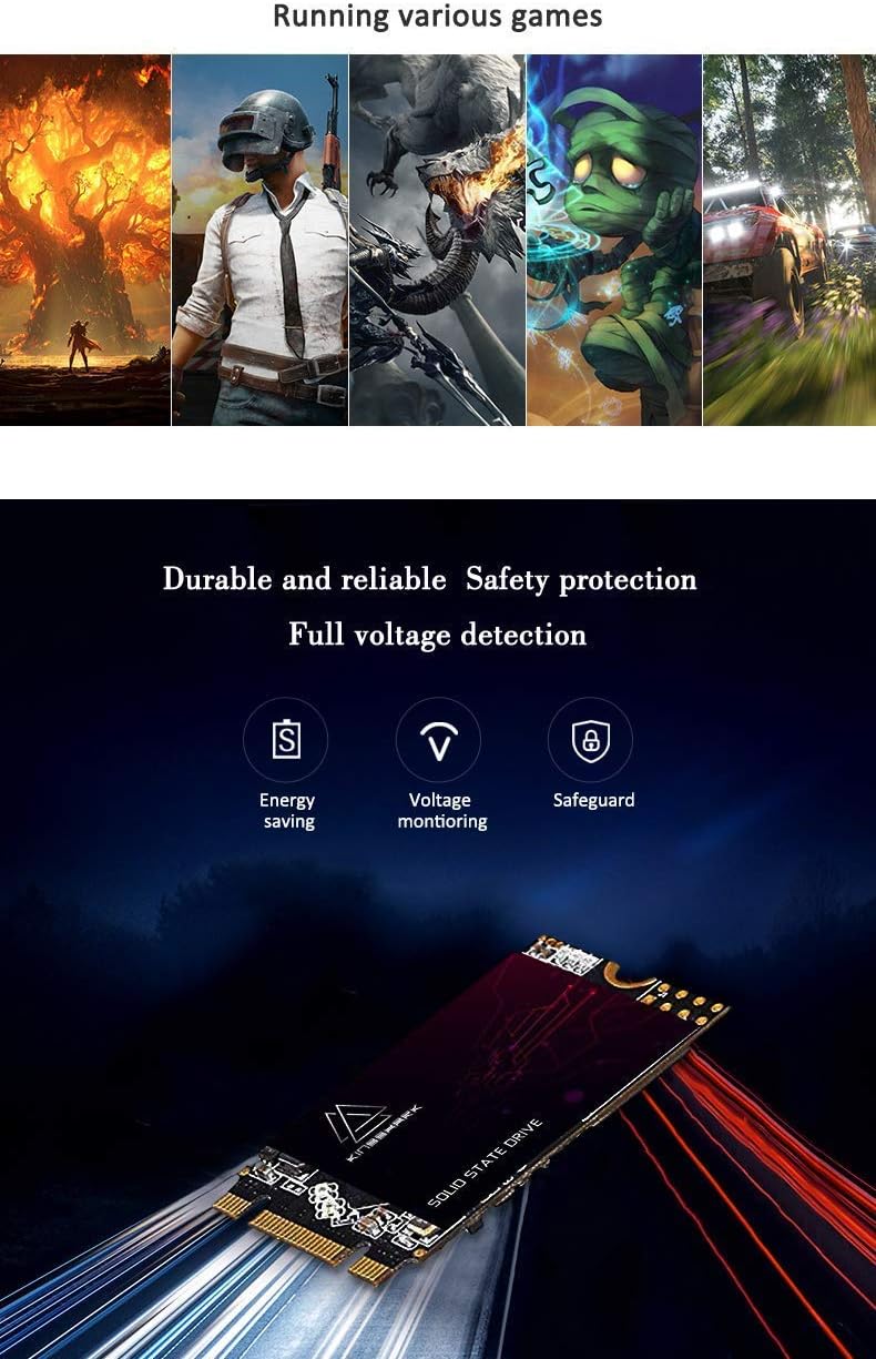 Kingshark M.2 2242 SSD 64GB Ngff Internal Solid State Drive High-Performance Hard Drive for Desktop Laptop SATA III 6Gb/s Includes SSD (64GB, M.2 224