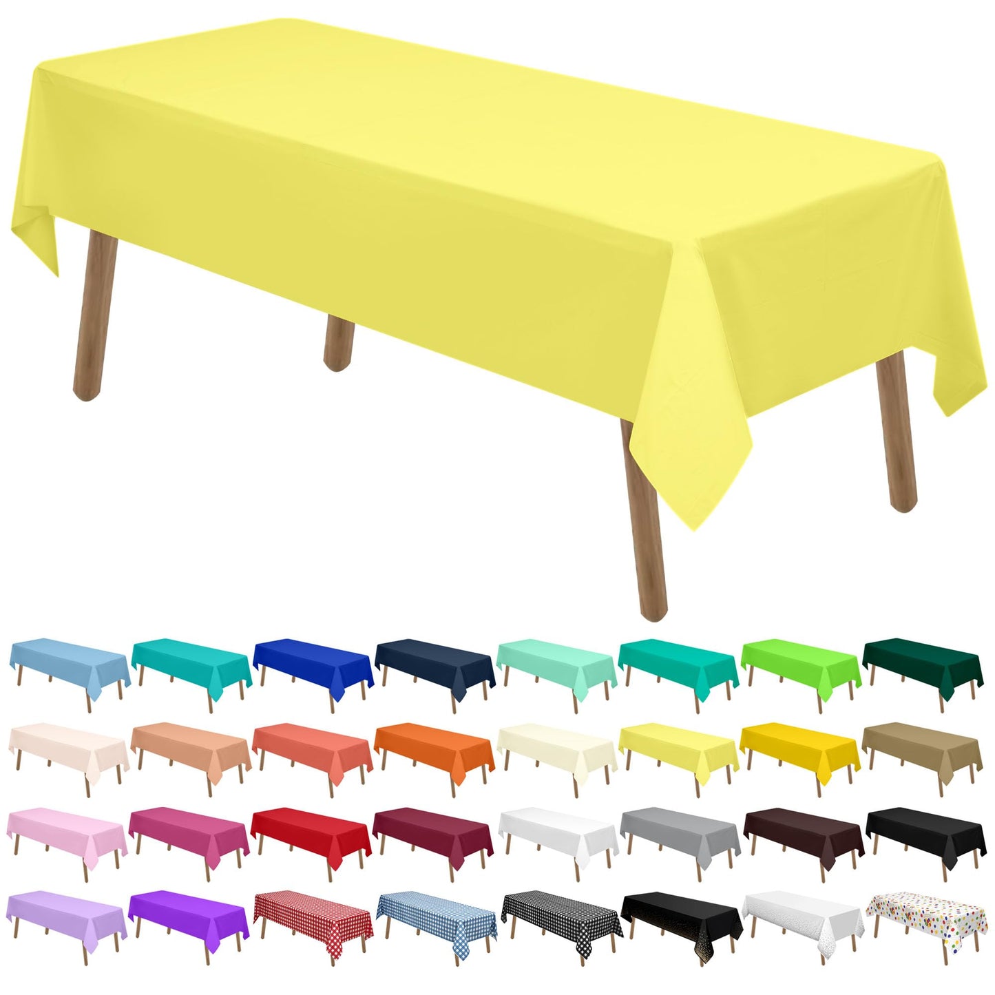 PARTY ULYJA Orangefarbene Plastiktischdecken, 2er-Pack, Einweg-Tischdecken, 54 x 108 Zoll, PEVA, Herbstfarben, für Grillpartys, Picknicks, Geburtstage, Hochzeiten, rechteckige Tische (8 Fuß). 