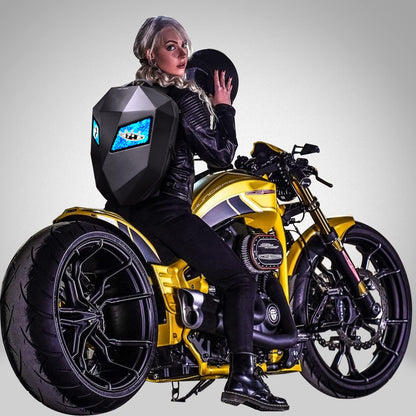 Crelander LED Knight Backpack, 19inch App Control Motorcycle Backpack with DIY Programmable Full Color Screen Waterproof Large Capacity Hard Shell Helmet Bag DIY Pixel Art Animation Laptop Daypack