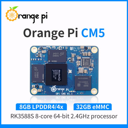 Orange Pi CM5 8 GB RAM mit 32 GB EMMC LPDDR4, Rockchip RK3588S KI-Beschleuniger, 6TOPS, Compute Module 5, WiFi, Bluetooth BLE, Einplatinencomputer