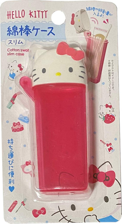 Sanrio Hello Kitty Tragbares Wattestäbchen-Etui, schlank, 4,7 × 10,3 cm, Make-up-Reiseetui
