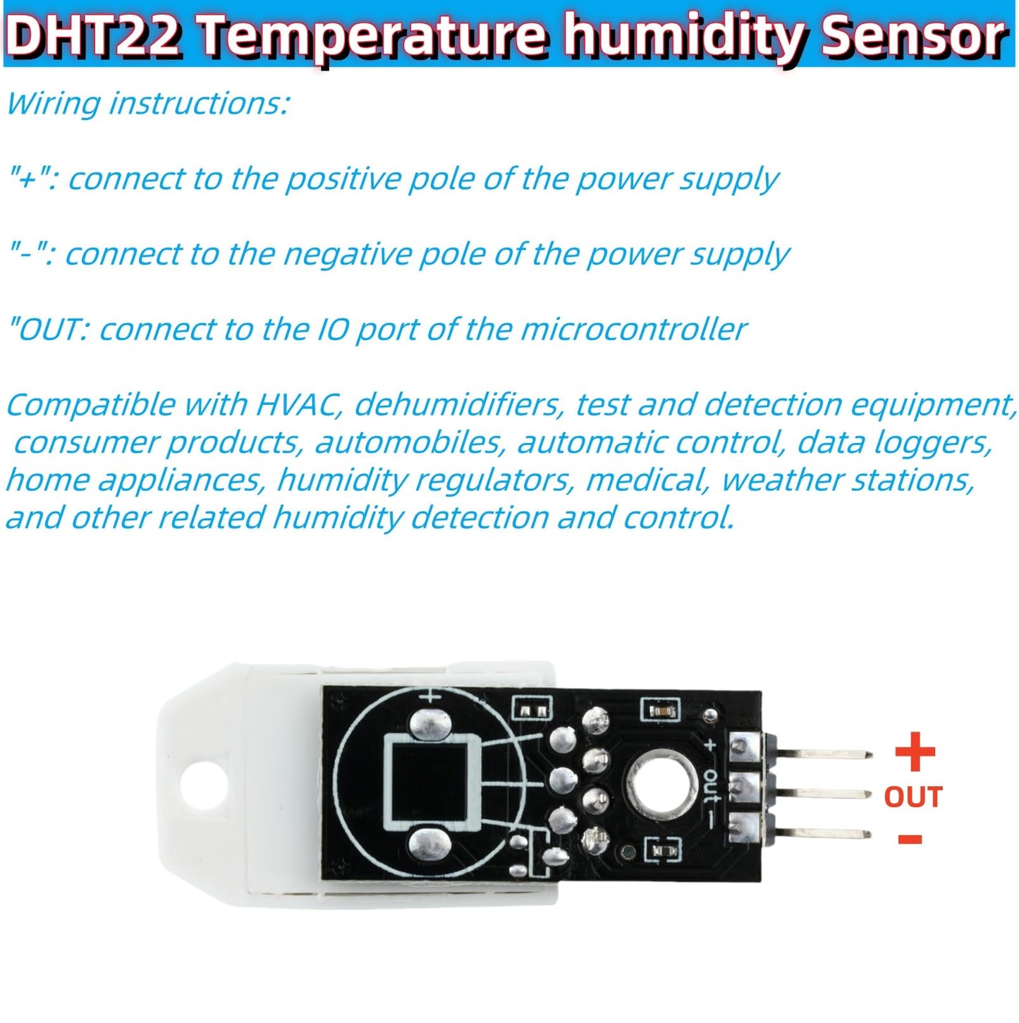 MTDELE 3 Stück DHT22 Digitaler Temperatur- und Feuchtigkeitssensor AM2302 Modul ersetzt SHT11 und SHT15, kompatibel mit Arduino-Elektronik-Bastelprojekten