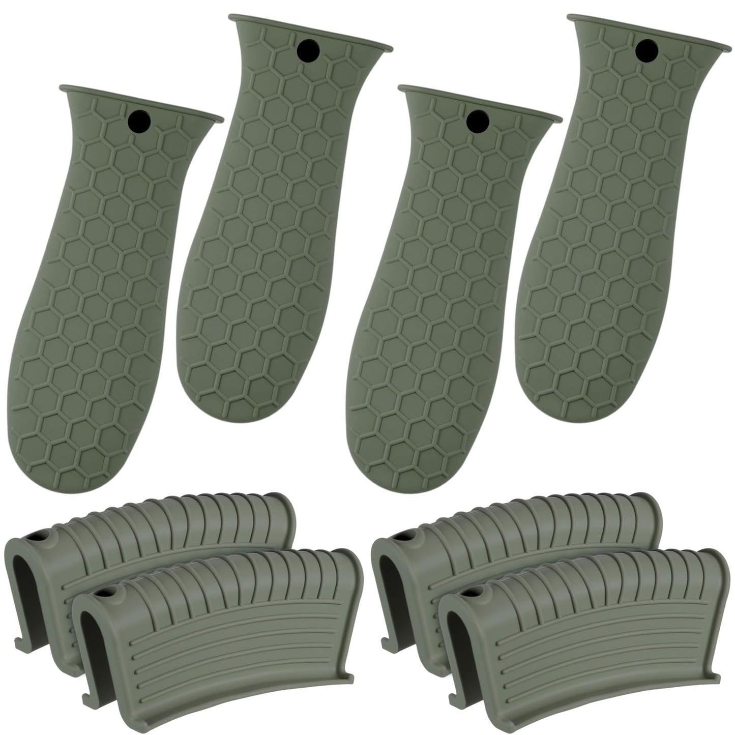 Patelai 8 Pcs Silicone Pot Holders Set Cast Iron Handle Cover Heat Resistant Pot Handle Covers Potholder Non Slip Reusable Pan Sleeve for Frying Pan Kitchen Supplies(Black)