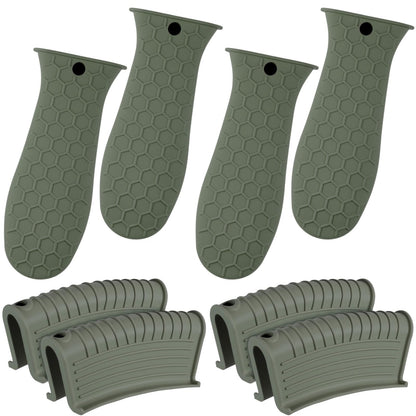 Patelai 8 Pcs Silicone Pot Holders Set Cast Iron Handle Cover Heat Resistant Pot Handle Covers Potholder Non Slip Reusable Pan Sleeve for Frying Pan Kitchen Supplies(Black)