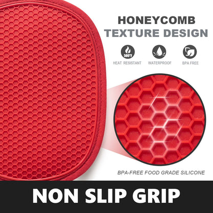 2-Pack Silicone Pot Holders for Kitchen Heat Resistant up to 500°F, Non-Slip Large Hot Pads with Pocket, Quilted Liner Trivets for Countertops Hot Pots and Pans (Gray)