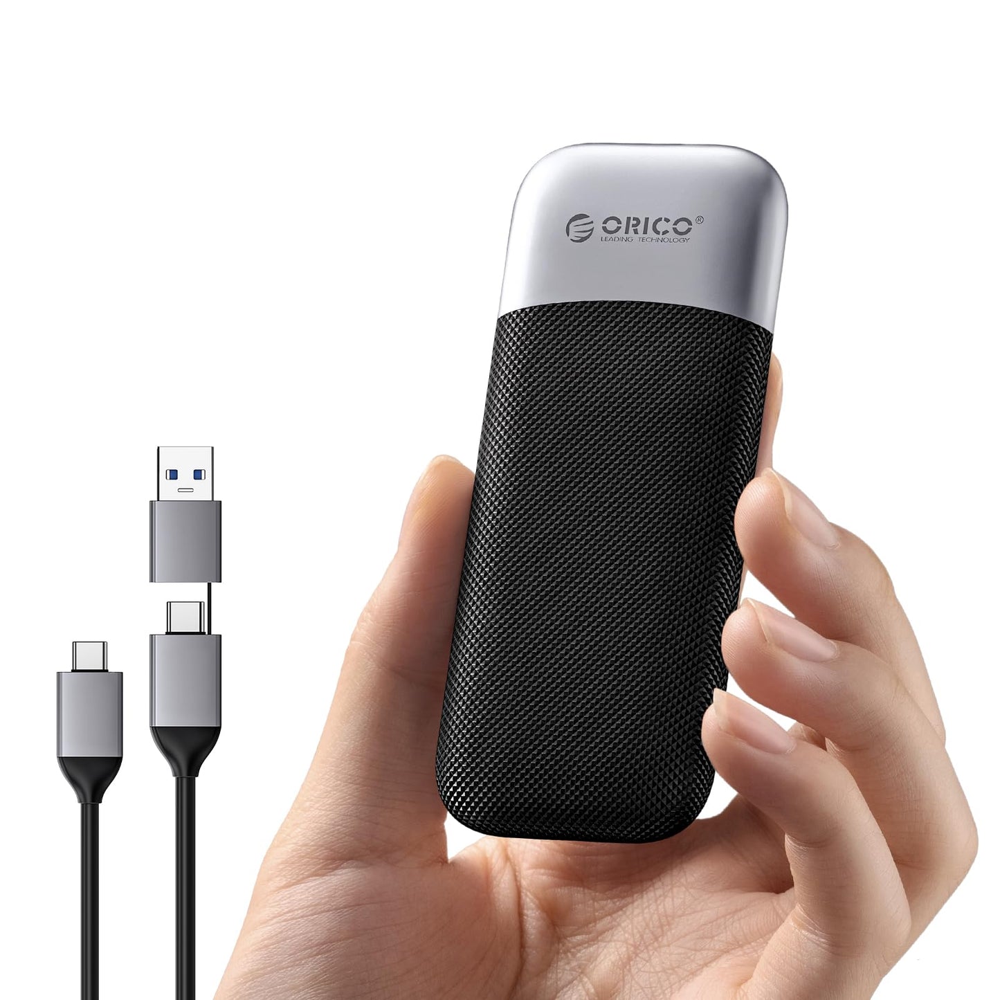 ORICO 1 TB Portable SSD, bis zu 1050 MB/s, kompakt mit 2-in-1 USB-C- und USB-A-Kabel, externe SSD, zuverlässiger Speicher für USB-C-Smartphones, Tablets und PCs – M10PRO