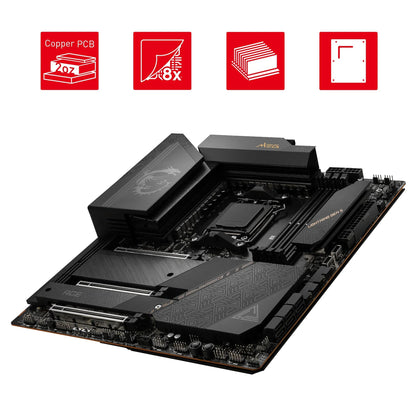 MSI MEG X670E ACE Gaming-Motherboard (AMD Ryzen 9000/8000/7000 Prozessoren, AM5, DDR5, PCIe 5.0, SATA 6Gb/s, M.2, USB 3.2 Gen 2, Wi-Fi 6E, Bluetooth 5.3, HDMI/DP, EATX)