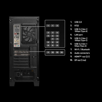 MSI Codex Z2 Gaming-Desktop: AMD R7-8700F, GeForce RTX 5070, 32 GB DDR5, 2 TB m.2 NVMe SSD, USB Typ-C, VR-fähig, Windows 11 Home: A8NVP-436US