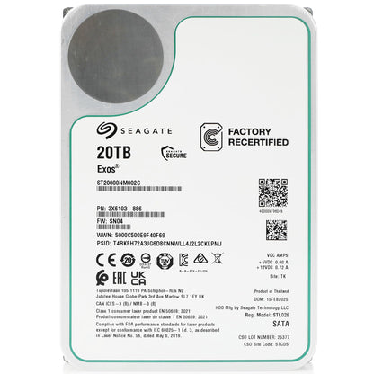 Seagate Exos 20 TB 7.200 U/min SATA 6 Gbit/s 3,5 Zoll Enterprise HDD ST20000NM002C (Generalüberholt)