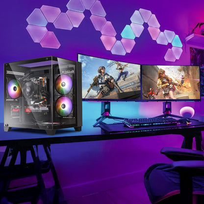 Vorkonfigurierter Gaming-PC, Intel Core i5 Desktop-Prozessor (3,2–3,6 GHz), RX550-Grafikkarte (4 GB GDDR5-Videospeicher), 16 GB RAM, 512 GB NVMe SSD, Wi-Fi 5, 4 RGB-Lüfter, Windows 11