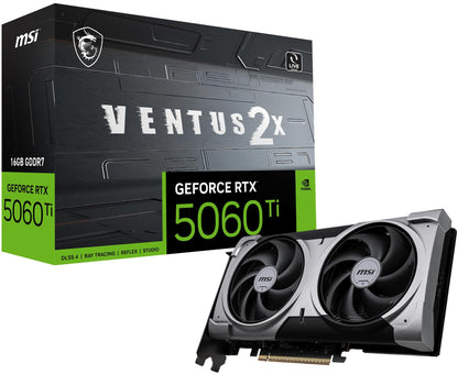 MSI Gaming RTX 5060 Ti 16G Ventus 2X Plus Graphics Card (16GB GDDR7,128-bit, Extreme Performance: 2587 MHz, DisplayPort x3 2.1a, HDMI 2.1b, NVIDIA Blackwell Architecture)