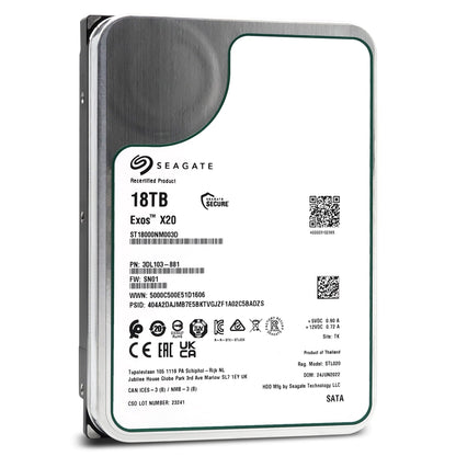 Seagate Exos X20 18 TB 7200 U/min 512e SATA 6 Gbit/s 3,5" Enterprise Festplatte - ST18000NM003D (Generalüberholt)