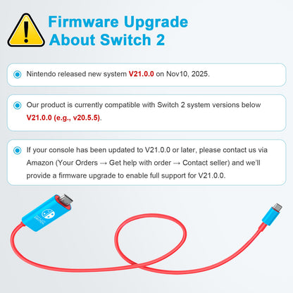 Switch 2 Dock Station HDMI-Kabeladapter 4K@60Hz 18Gbps 6,7ft PD 100W USB C auf HDMI 2.0 Konverter, Tragbares Reise-TV-Anschlusskabel Kompatibel mit Nintendo Switch 2/OLED/Nintendo Switch-Blau