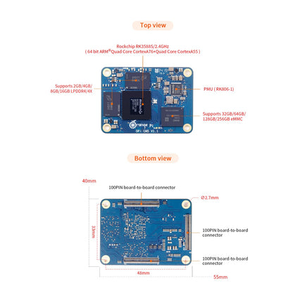 Orange Pi CM5 8 GB RAM mit 32 GB EMMC LPDDR4, Rockchip RK3588S KI-Beschleuniger, 6TOPS, Compute Module 5, WiFi, Bluetooth BLE, Einplatinencomputer