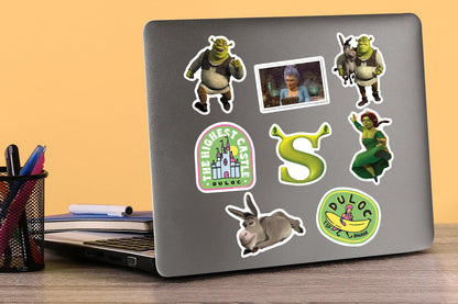 Shrek 2 50er-Pack große Deluxe-Vinyl-Aufkleber – Sortiment für Laptop, Wasserflasche, Scrapbooking, Tablet, Skateboard, drinnen und draußen