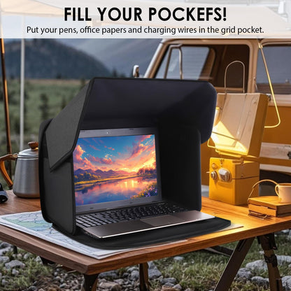 NAVASURE Laptop-Sonnenschutz für die Arbeit im Freien – Faltbarer Blendschutz und Sichtschutz für Outdoor-Arbeiter, Reisen und Camping – Passend für 15-16-Zoll-Laptops (Patent angemeldet)
