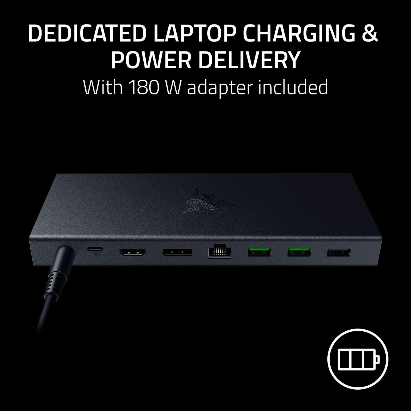 Razer USB 4 Dock: 14 Ports (Type C, Type A, HDMI, DP, Ethernet, SD, 3.5mm) - Dual Monitor Up to 4K 120 Hz - Laptop & Phone Fast Charge - Durable Lightweight Casing - Windows & Mac Compatible - Black