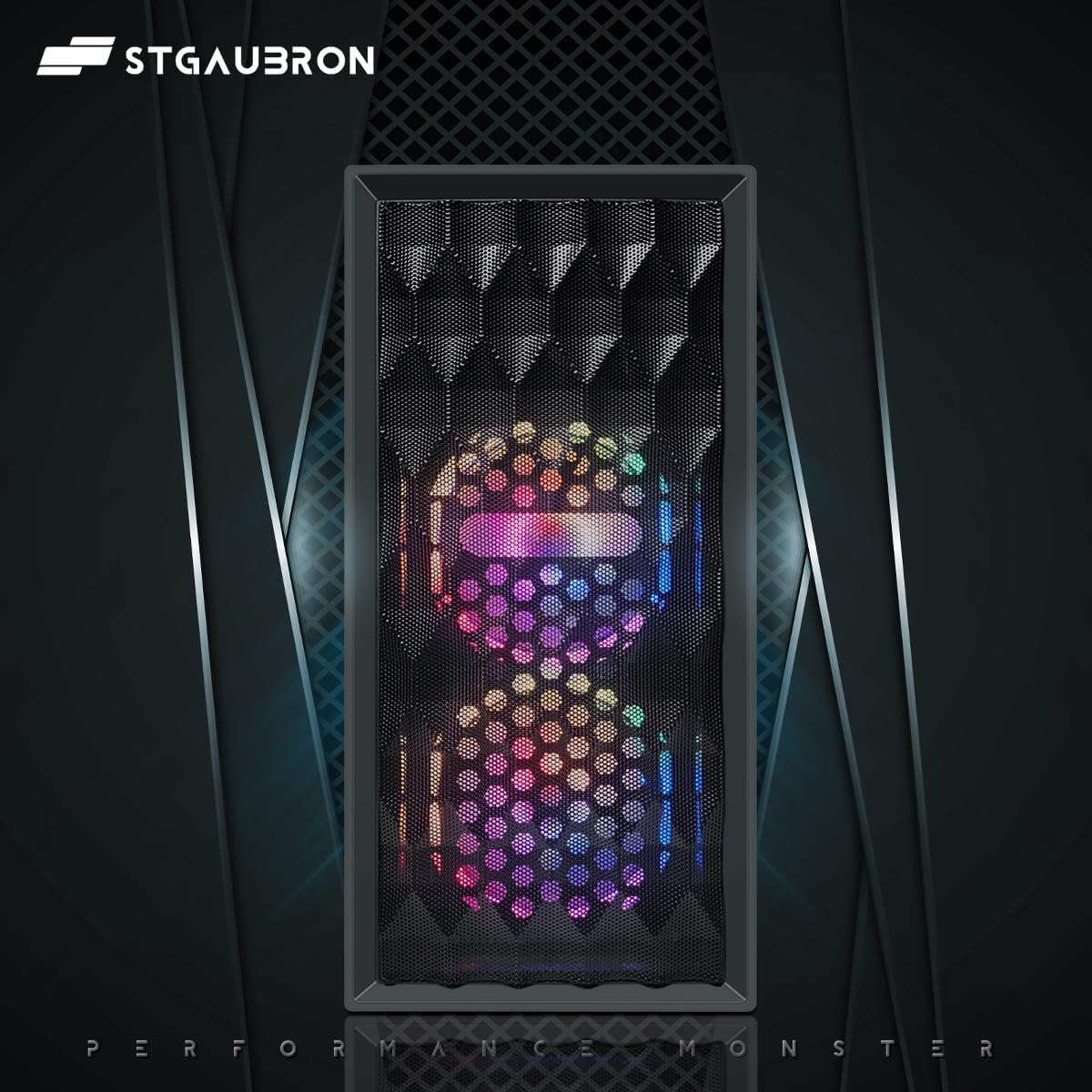 STGAubron Gaming-PC, Desktop-Computer, Radeon RX 580 8G GDDR5, Intel Core i5-9400F bis zu 4,1 GHz, 16 GB DDR4-Arbeitsspeicher, 512 GB SSD, 600M WLAN, Bluetooth 5.0, 2 RGB-Lüfter, Windows 11 Home