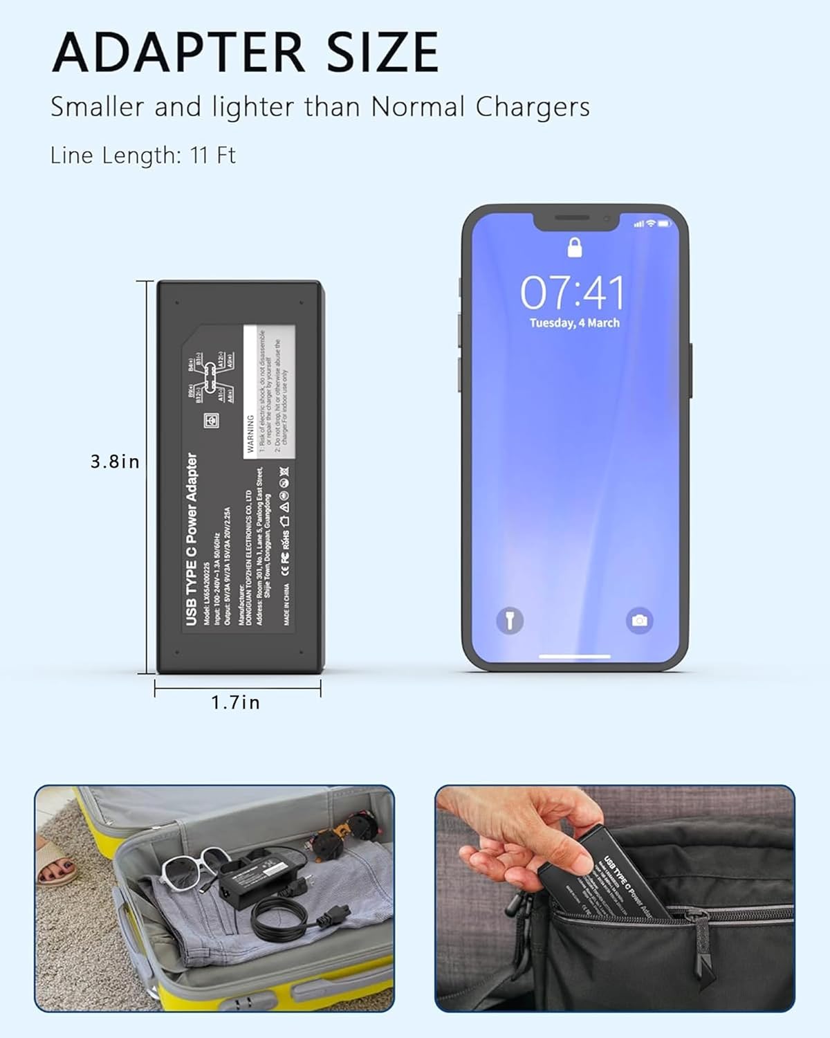 100W USB C Universal Laptop Charger with 15 Tips, Compatible with HP DELL Lenovo Acer Asus Toshiba Samsung MacBook IBM Sony LG & Chromebook, AC Power Adapter (Fits 90W 65W 45W)