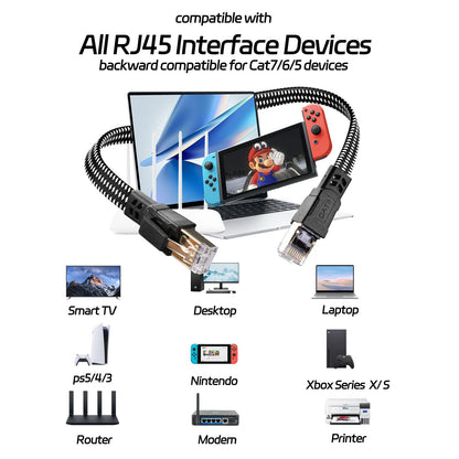 Ximhun Cat 8 Ethernet-Kabel, 15 m (50 Fuß), Hochgeschwindigkeits-Netzwerkkabel mit RJ45-Stecker, 40 Gbit/s, 2000 MHz, robustes, geschirmtes LAN-Kabel für den Innenbereich