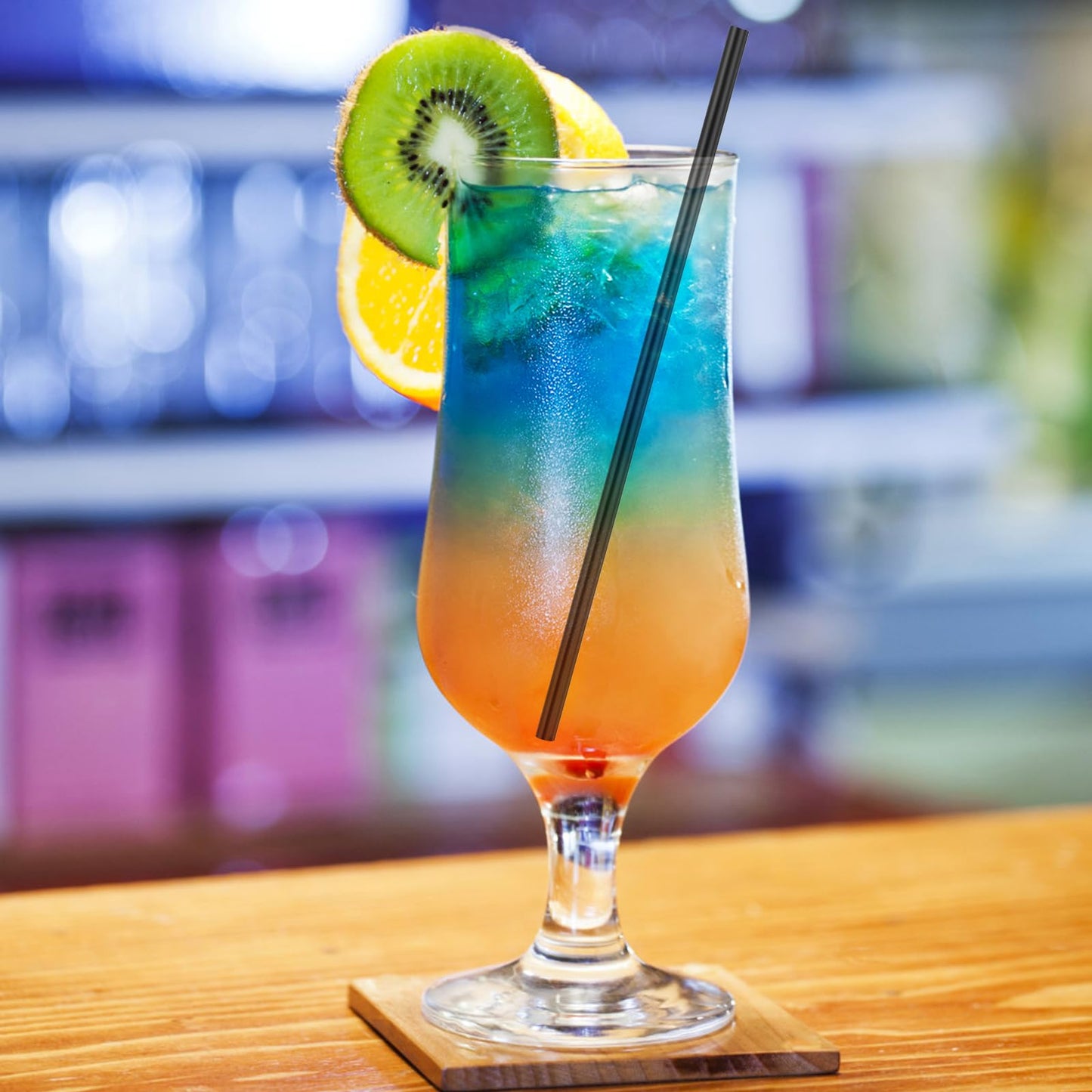 [Einzeln verpackt] 100 Einweg-Trinkhalme aus Kunststoff – 21 cm x 0,6 cm, schwarz, für heiße und kalte Getränke, Säfte, Kaffee und Cocktails