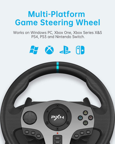 PXN V9 Gaming-Rennlenkrad mit Pedalen und Schalthebel, 270/900 Grad Lenkrad für PC, Xbox One, Xbox Series X/S, PS4, PS3 und Switch 