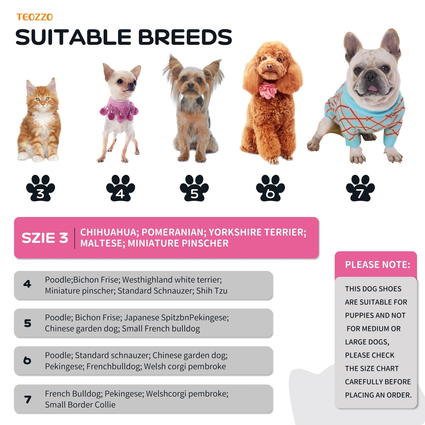 TEOZZO Hundeschuhe für heißen Asphalt, rutschfeste Sohle, Pfotenschutz, reflektierende Streifen, 4er-Pack, Rosa, 3