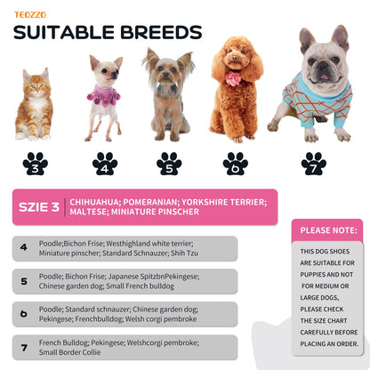 TEOZZO Hundeschuhe für heißen Asphalt, rutschfeste Sohle, Pfotenschutz, reflektierende Streifen, 4er-Pack, Rosa, 3