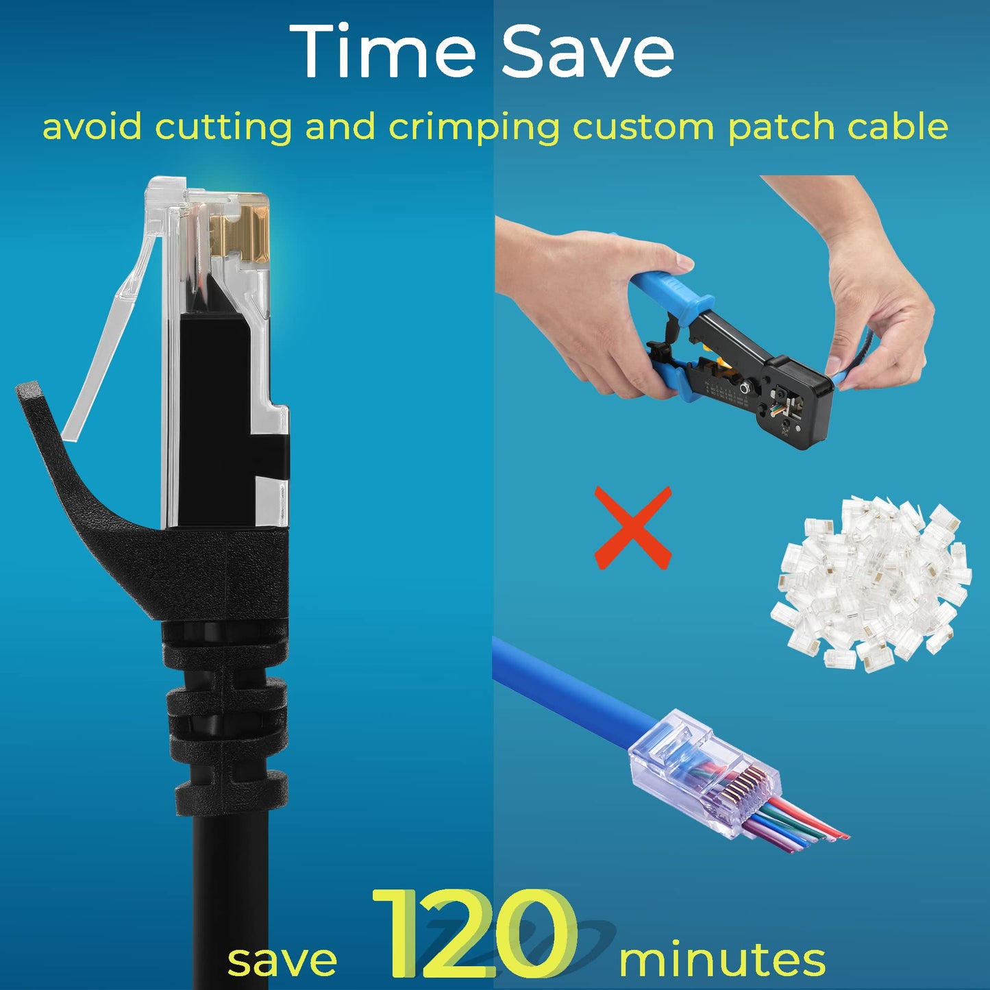 Rapink Patchkabel Cat6, 30 cm (24er-Pack), Ethernet-Patchkabel 10G, Cat-6-Patchkabel für Patchpanel zu Switch, flexibles Cat-6-Ethernetkabel mit vergoldeten schwarzen Adern