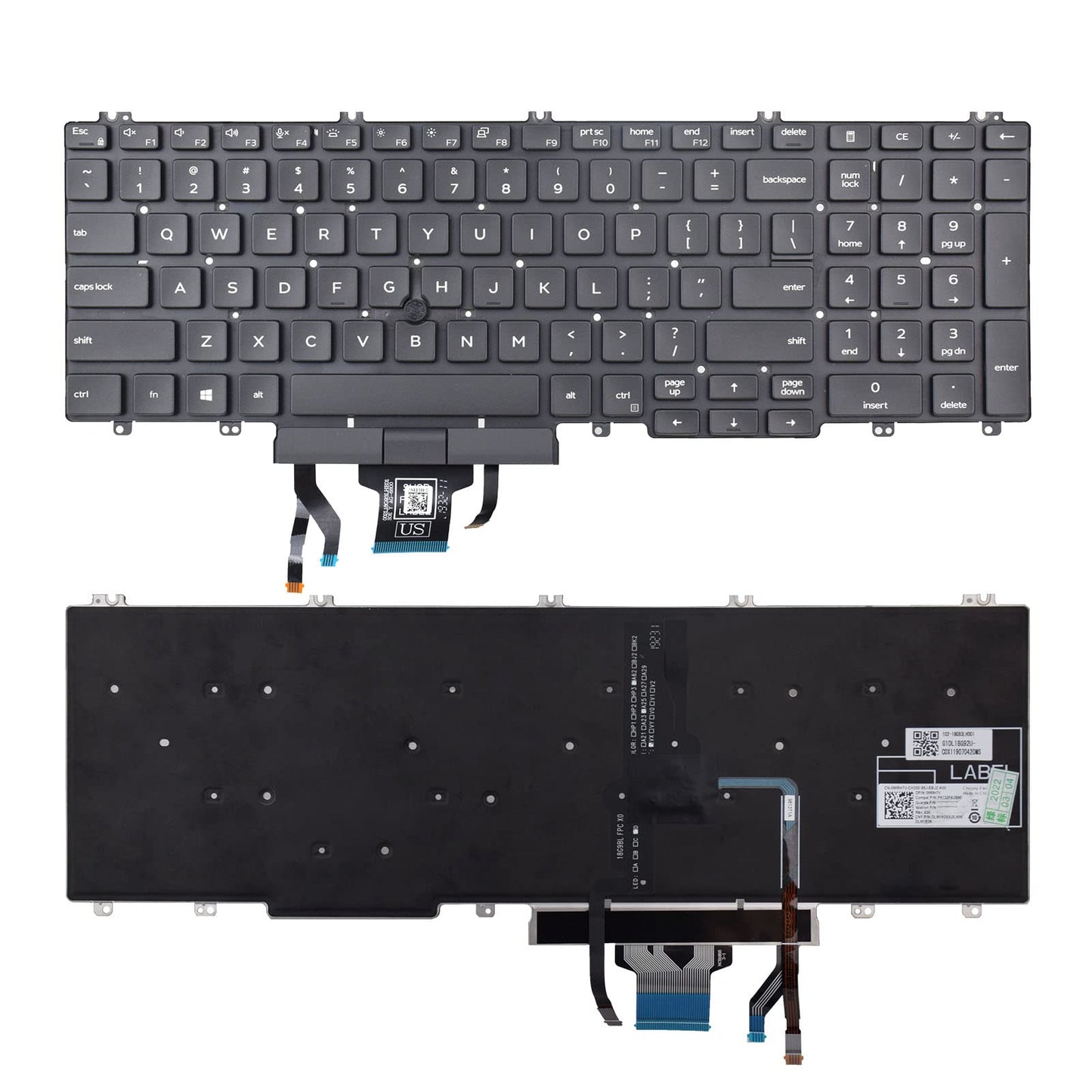 SUNMALL Ersatztastatur kompatibel mit Dell Latitude 5500, 5501, 5510, 5511 und Precision 3540, 3541, 3550, 3551 mit Mauszeiger und Hintergrundbeleuchtung