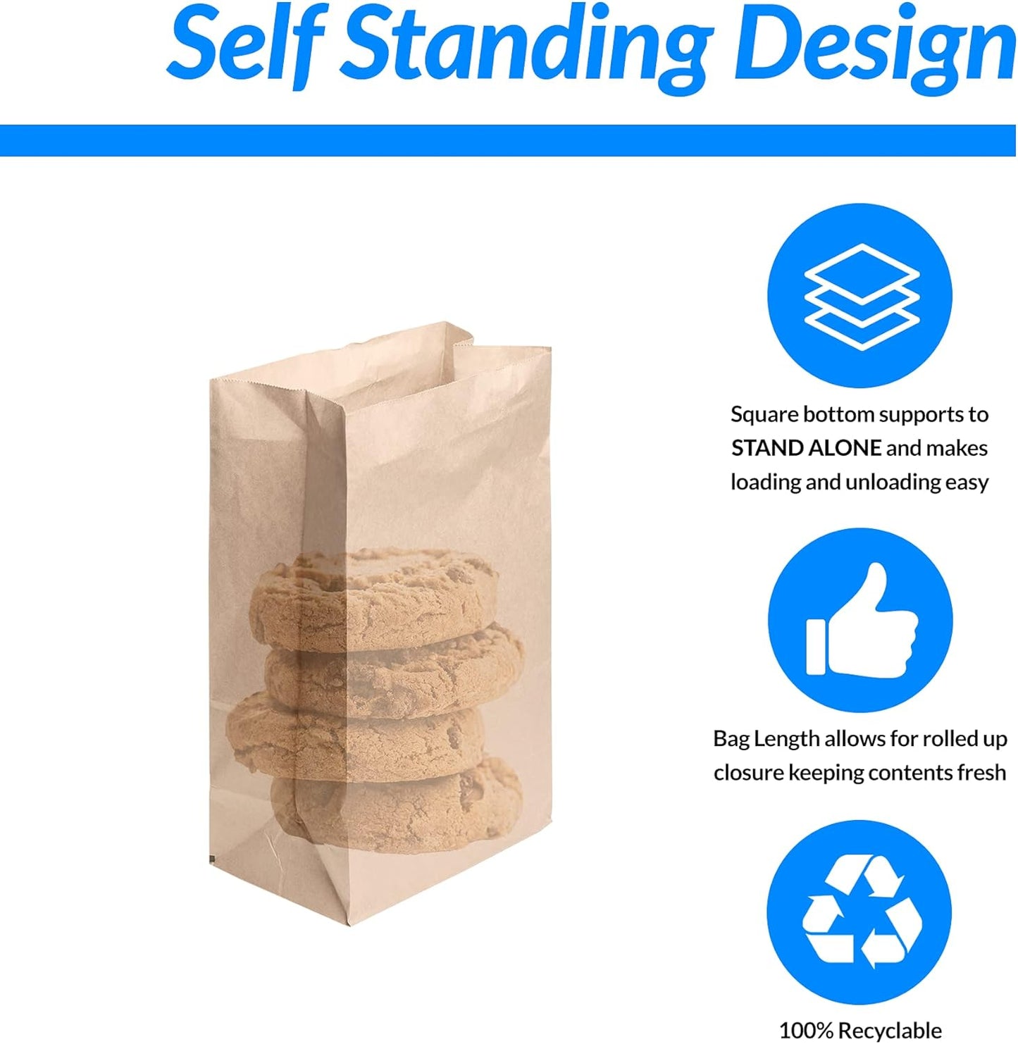 Reli. Brown Paper Bags | 500 Count | Paper Lunch Bags Ideal for Small Lunches and Crafts | Perfect for Sandwiches and Snacks