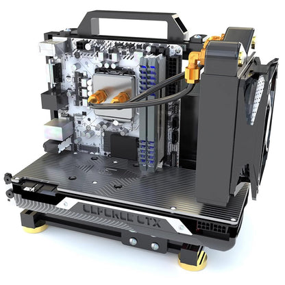 PC-Testbench mit offenem Rahmen, DIY-Motherboard-Gehäuse-Rack aus Aluminium, unterstützt ITX/MATX/ATX (ATX) 120 240 360, Flüssigkeitskühlung, vertikales Übertakten
