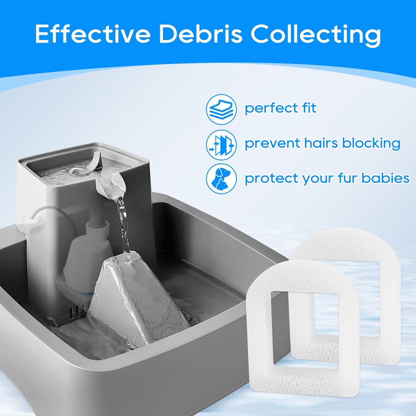 MyfatBOSS Katzenbrunnen-Ersatzfilter, Schaumstoff-Ersatzfilter für Haustierbrunnen, kompatibel mit Petsafe Drinkwell Haustierbrunnenfiltern für Drinkwell Edelstahl 360 Wasserbrunnen, 12 Stück