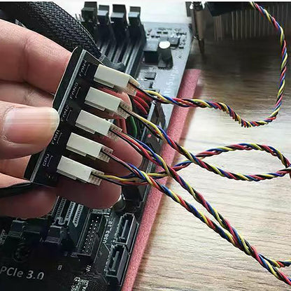 PWM-Lüfter-Hub, 4-Pin PWM PC-Lüfter-Hub-Stromversorgungskabel 1 zu 5-Wege-Splitter für 12V Desktop-Computer-Lüfter.