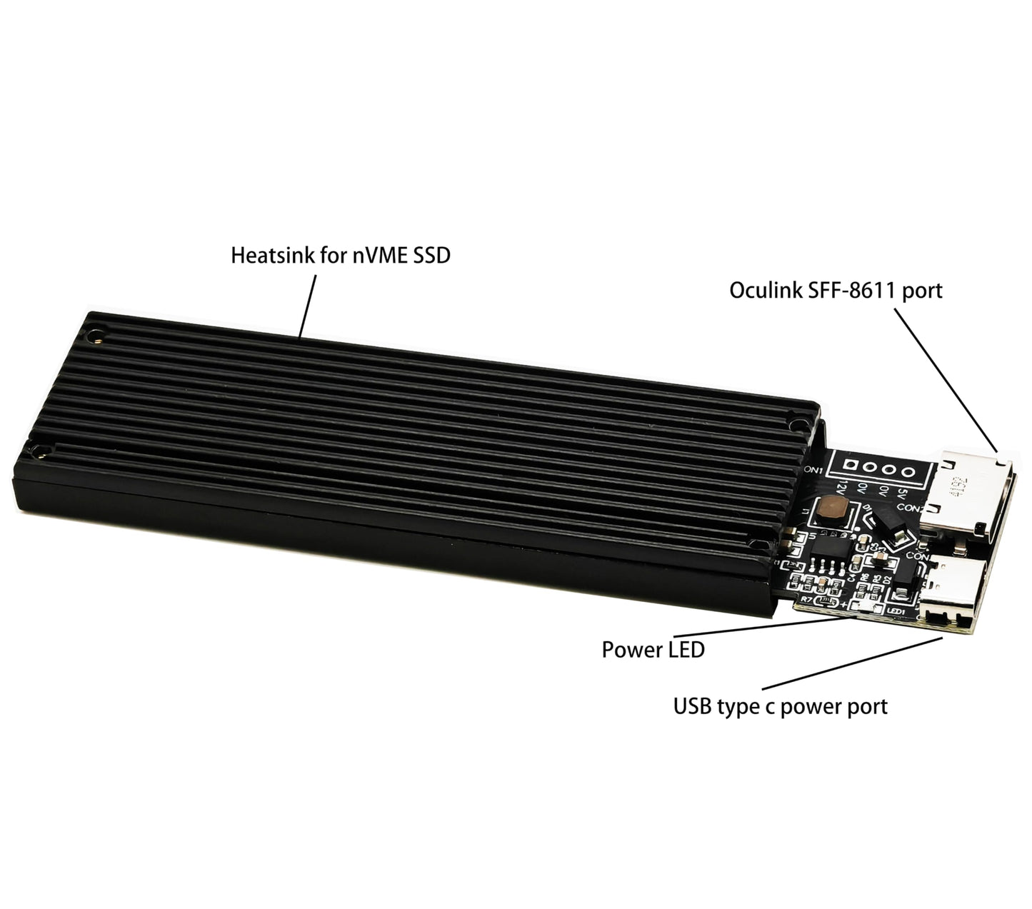 Sintech Oculink SFF-8611/8612 M.2 (NGFF) NVMe SSD externes Gehäuse mit Oculink 50 cm Kabel, kompatibel mit SteamDeck GDP Thinkbook 14+/16+ UM780 XTX AOOSTAR Mini-PC