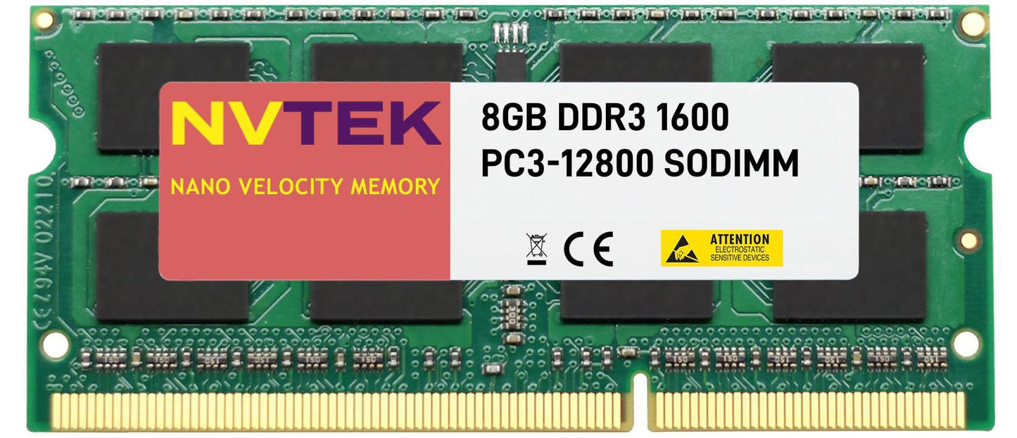 NVTEK 8 GB (1 x 8 GB) DDR3 1600 MHz PC3-12800 SODIMM 2Rx8 1,35 V 204-PIN Non-ECC Laptop-PC-Arbeitsspeicher
