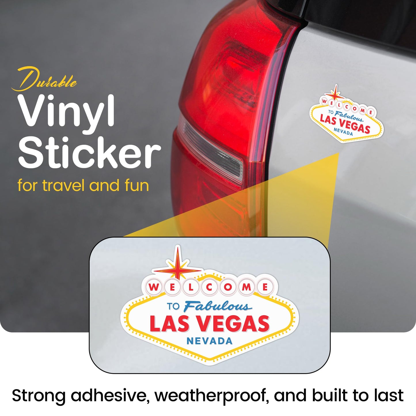 Sticky Expressions | (3 Stück) Willkommen im fabelhaften Las Vegas Aufkleber – Größe 7,6 x 5,1 cm – Stark haftend, langlebig, wetterfest. Perfekte Vegas-Aufkleber