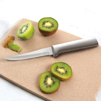 Rada Cutlery 7-piece Starter Knife Gift Set (S38) with Quick Edge Sharpener (R119), Stainless Steel Hollow Ground Blades, Made in USA, Silver Handles