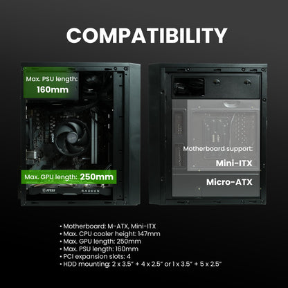 Zalman T6 MINI Kompaktes M-ATX-PC-Gehäuse, Micro-ATX Mini-ITX SFF SFX HTPC Small Form Factor Computer Chassis, USB 3.0, 1 x 80-mm-Lüfter vorinstalliert, platzsparender Mini-Tower-Büro-PC