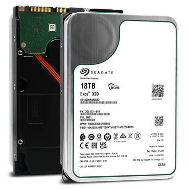 Seagate Exos X20 18 TB 7200 U/min 512e SATA 6 Gbit/s 3,5" Enterprise Festplatte - ST18000NM003D (Generalüberholt)