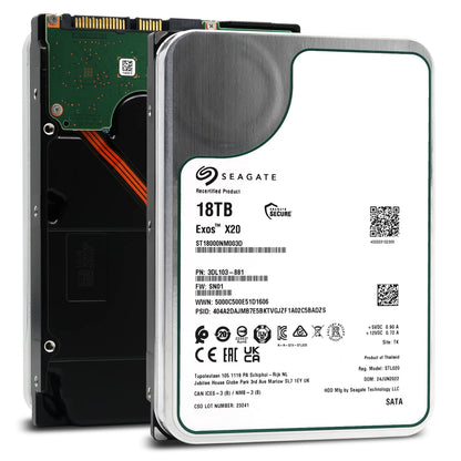 Seagate Exos X20 18 TB 7200 U/min 512e SATA 6 Gbit/s 3,5" Enterprise Festplatte - ST18000NM003D (Generalüberholt)