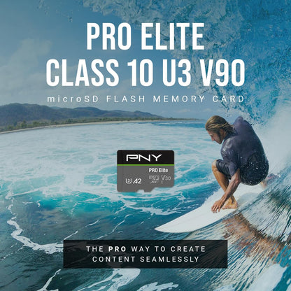 PNY 256GB PRO Elite™ Class 10 U3 V30 A2 microSDXC Flash-Speicherkarte 2er-Pack – Lesegeschwindigkeit bis zu 100 MB/s, Schreibgeschwindigkeit bis zu 90 MB/s, 4K UHD, Full HD, UHS-I, professionelle Leistung, Smartphones, Action-Kameras