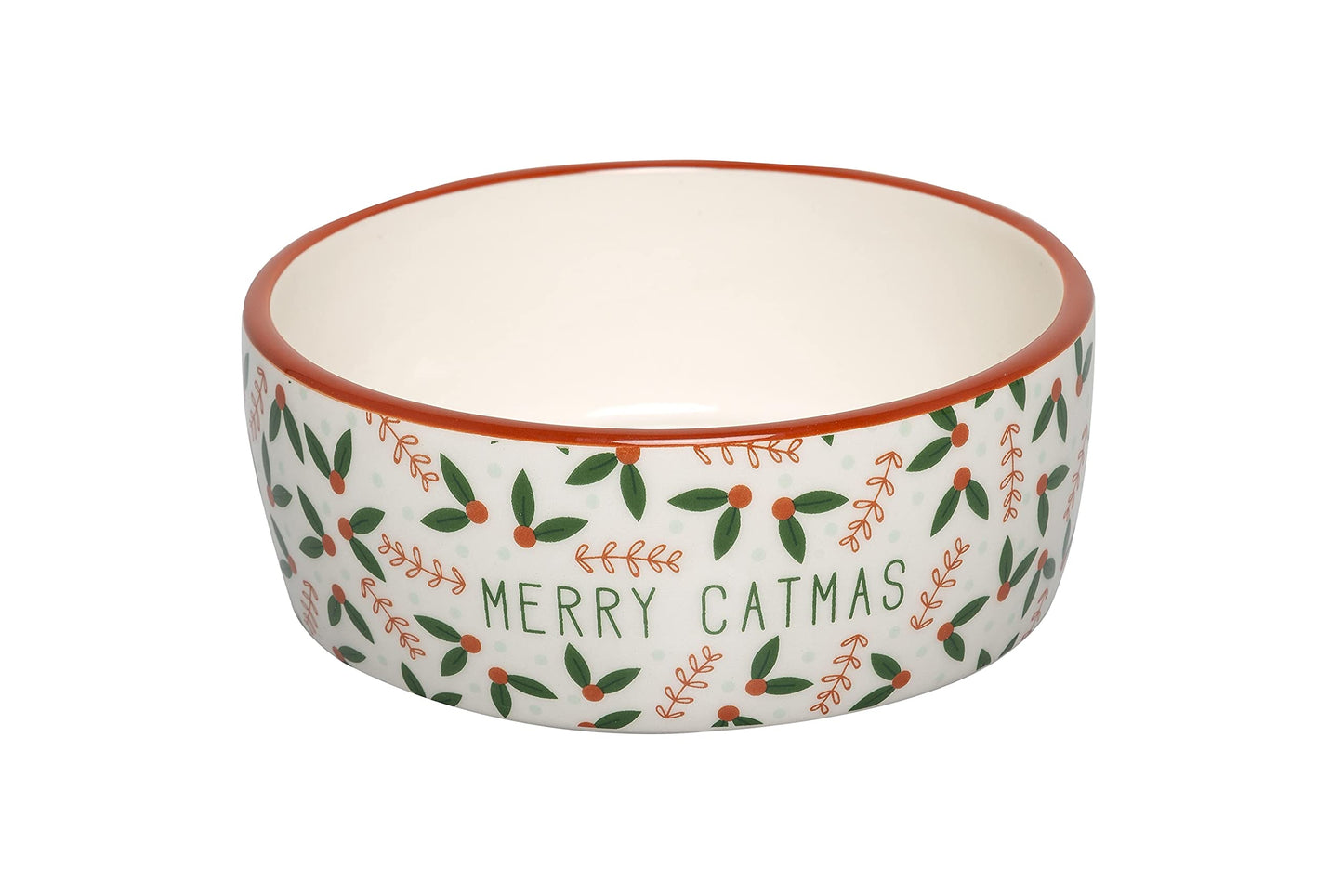 Pearhead Ceramic Bowl, Holds 2 Cups, Cute Whisker-Friendly Dish with Cat Face Design, Non-Slip, Microwave and Dishwasher Safe, Small/Medium